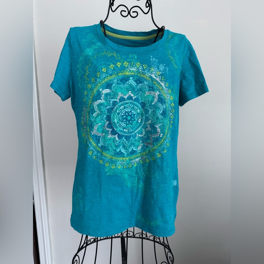 Made for Life Teal Mandala Short Sleeve Top